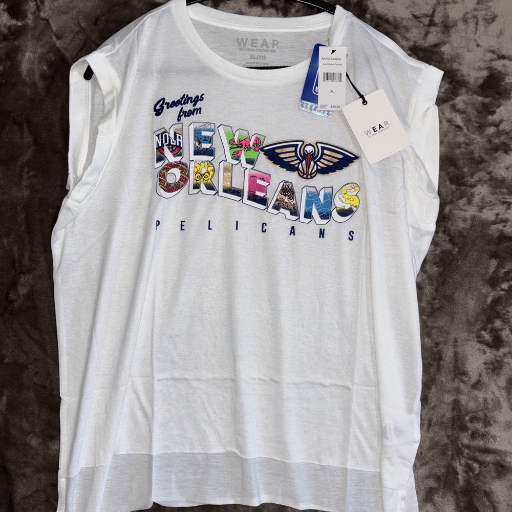 New Orleans Pelicans Shirt Women XL White WEAR by Erin Andrews Basketball NBA